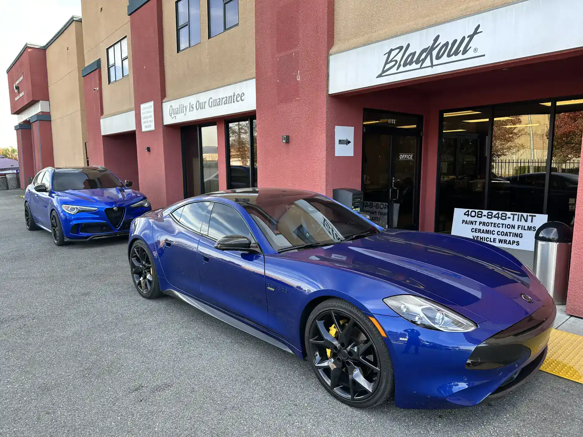 Fisker Karma and Alfa Romeo Stelvio at Blackout Window Tinting - premium vehicle services
